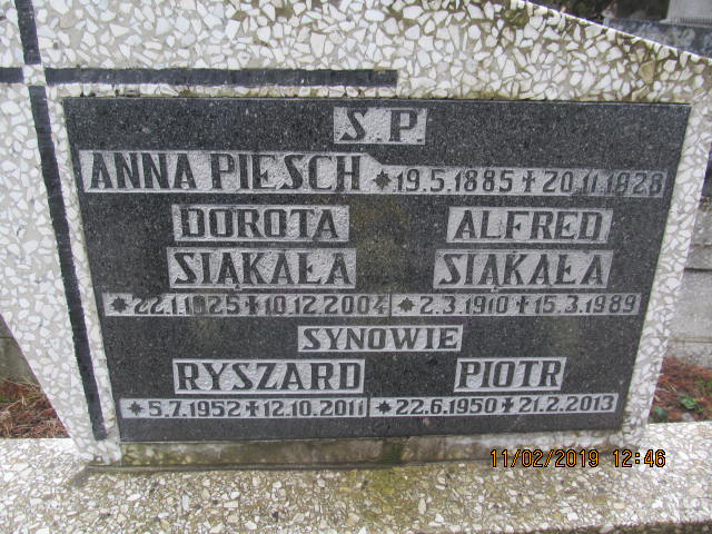 Dorota Siąkała 1925 Bielsko-Biała katedra - Grobonet - Wyszukiwarka osób pochowanych
